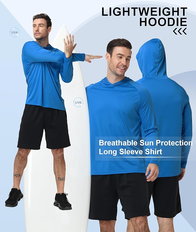 ZITY 5 Pack Mens UPF 50+ Hoodie Shirts Sun Protection Fishing Shirt Fast Dry Lightweight for Athletic Hiking Workout