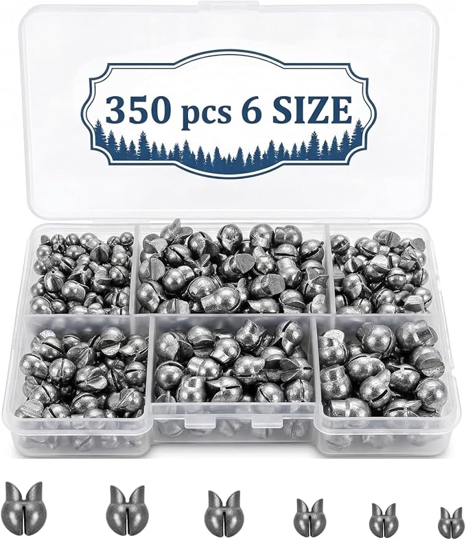 200/350 Pcs Premium Split Shot Fishing Weights Sinkers, Removable Leakproof Fly Fishing Split Shot for Freshwater & Saltwater， Bass Trout Circular Accessories - 5/6 Sizes