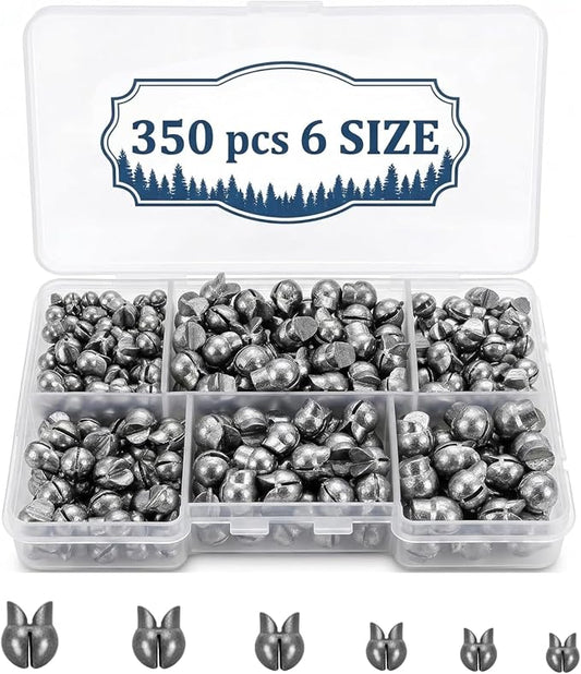 200/350 Pcs Premium Split Shot Fishing Weights Sinkers, Removable Leakproof Fly Fishing Split Shot for Freshwater & Saltwater， Bass Trout Circular Accessories - 5/6 Sizes