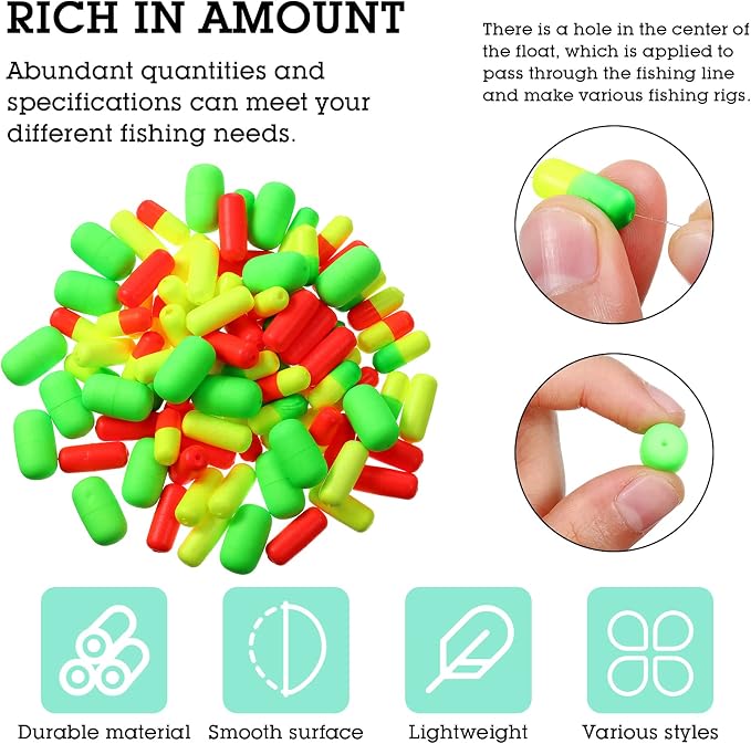 Skylety 100 Pieces Pompano Rig Floats for Surf Fishing Pill Snell Fishing Floats Making Kit for Trout Catfish Walleye