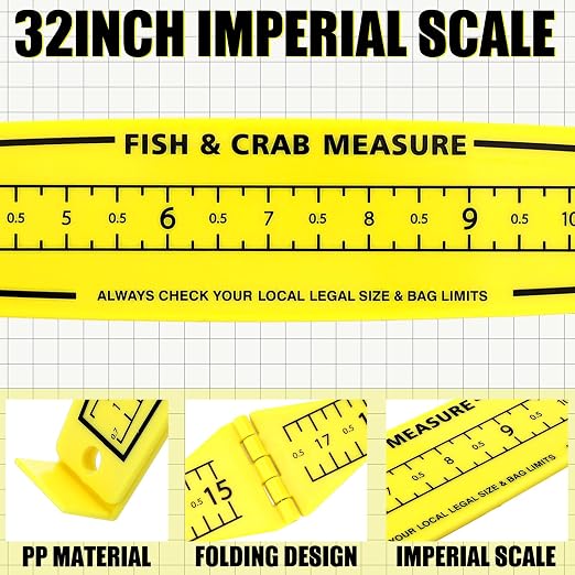 VioraWhite 2 Pcs Fish Measuring Board - 32in/80cm Folding Fishing Ruler Fishing Measurement Ruler Crab Measuring Tool Lightweight Bump Board for Boat Kayak (32" Imperial Scale)