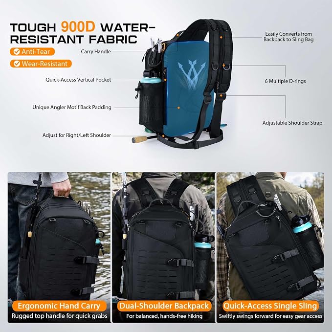 Goture Fishing Kits for Adult,Fishing Pole and Reel Combo, OpenSide Fishing Sling Tackle Storage Bag with 3 Tackle Boxes,Gift for Men
