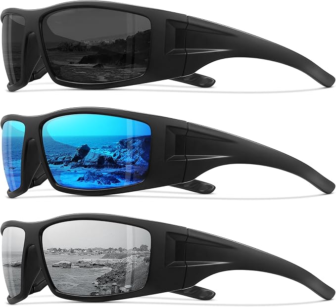 Polarized Sports Sunglasses for Men Women Unbreakable Frame Cycling Fishing Wrap Around Sunglasses UV400 Protection