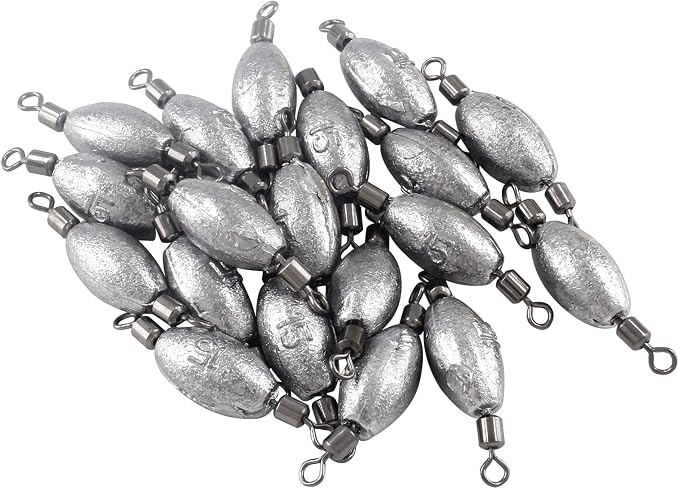 Hitefu Fish Weight Sinkers, Inline Weights Lead Fishing Weights Trolling Sinkers, Egg Sinkers for Bottom Fishing (3/8, 1/2, 3/4oz)