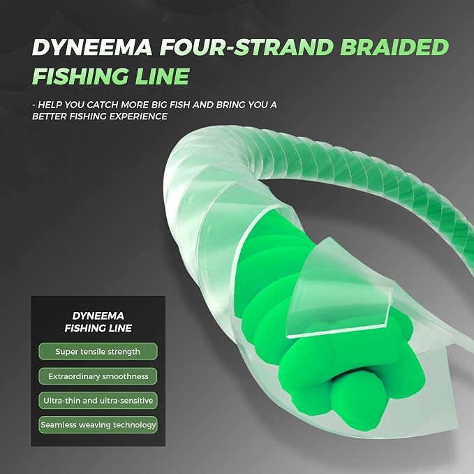 9KM DWLIFE Braided Fishing Line 8LB-120LB Dyneema Fishing Line, Zero Stretch & Anti-Bite Coating for Freshwater/Saltwater Fishing 4/8 Strands
