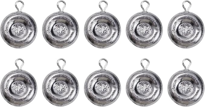 Disc Sinkers Lead Coin Weights Flat Round Sinker for Surf Drifting River Trolling Catfishing Fishing Pancake Sinkers and Weights 3/4oz - 8oz