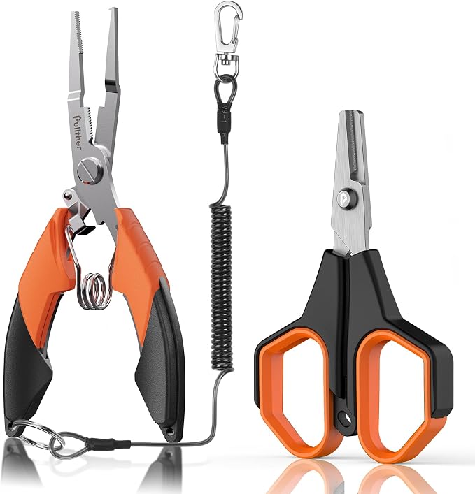 Fishing Tools Kit, Fishing Pliers,Fishing Scissors, Fishing Line Cutter for Braided Fishing Line,Fishing Gear with Lanyard