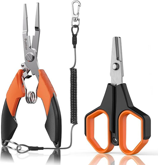 Fishing Tools Kit, Fishing Pliers,Fishing Scissors, Fishing Line Cutter for Braided Fishing Line,Fishing Gear with Lanyard