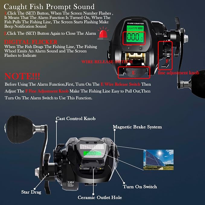 Digital Baitcasting Fishing Reel with LCD Display,8 oz Ultralight Electric Baitcaster Reel, 22-35 Lb Max Drag,6.3:1/7.2:1 Gear Ratio,Left/Right Handed,Compact Design for Freshwater & Saltwater