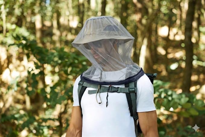 2 Pack Mosquito Head Net Mesh for Hiking & Outdoors,Bug Face Netting over Hat Adults Gnat Fly Insect Midge Protection