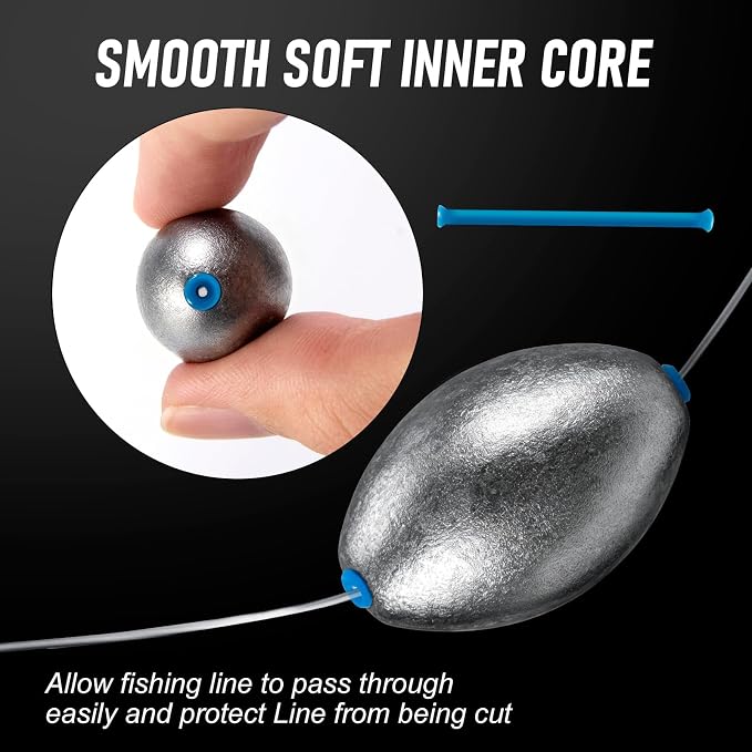 Alwonder Egg Sinkers Fishing Weights 3/16-10oz, Oval Lead Fishing Weights Sinkers Bass Fishing Casting Egg Sinker Saltwater Freshwater Tackle