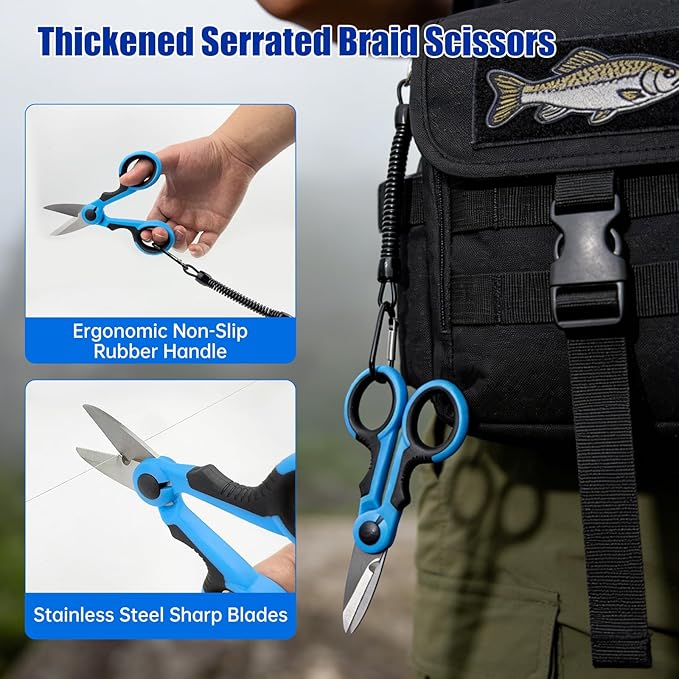 Fishing Gear, 9 PCS Fishing Tool Kit, Fishing Accessories with Fillet Knife, Fishing Pliers, Hook Remover, Scissors, Fish Lip Gripper, Retractor, Sharpener, Gloves, Fishing Gifts for Men