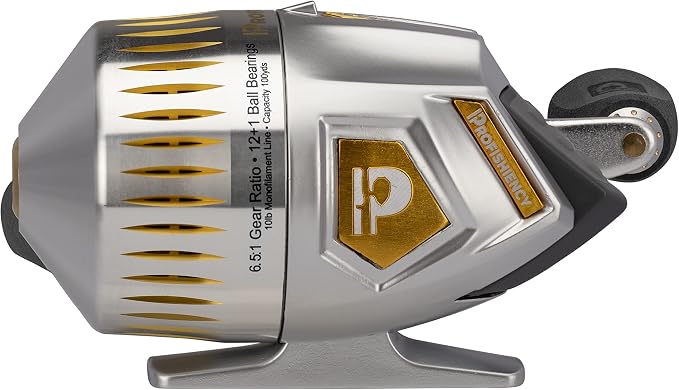 ProFISHiency Sniper High Speed Spincast Reel | Pre-Spooled w/100 Yards 10lb Monofilament Line | 6:5:1 Gear Ratio | Heavy-Duty Aluminum Cone, All-Metal Gears | Fastest spincast Reel in the World