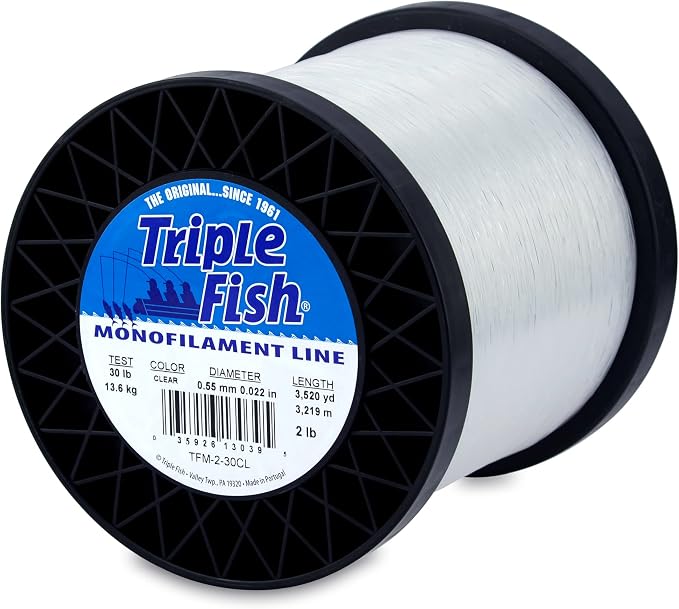 Triple Fish Monofilament Fishing Line - Strong Clear Pink Camo Color for Trolling, Bottom Fishing, Casting Main Line Catfish, Bass