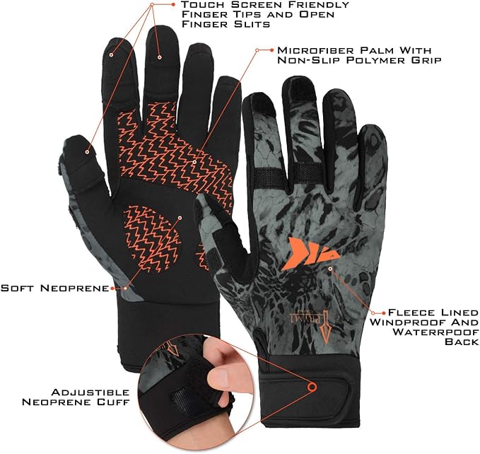 KastKing Mountain Mist Cold Winter Weather Fishing Gloves for Men and Women - Ideal for Ice Fishing, Photography, or Hunting