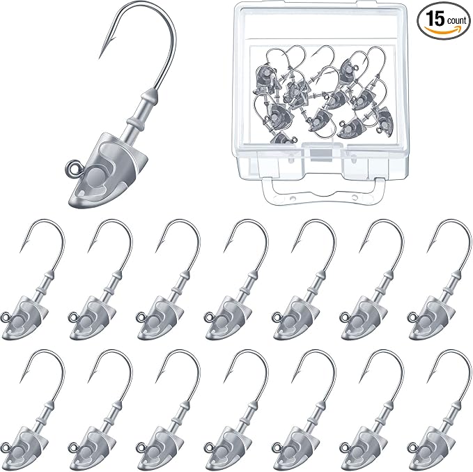 15 Pieces Swimbait Jig Head Lead Jig Head Bait Lead Weighted Hooks Spin Fish Jig Heads for Saltwater and Freshwater