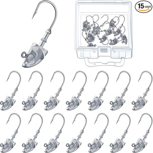 15 Pieces Swimbait Jig Head Lead Jig Head Bait Lead Weighted Hooks Spin Fish Jig Heads for Saltwater and Freshwater