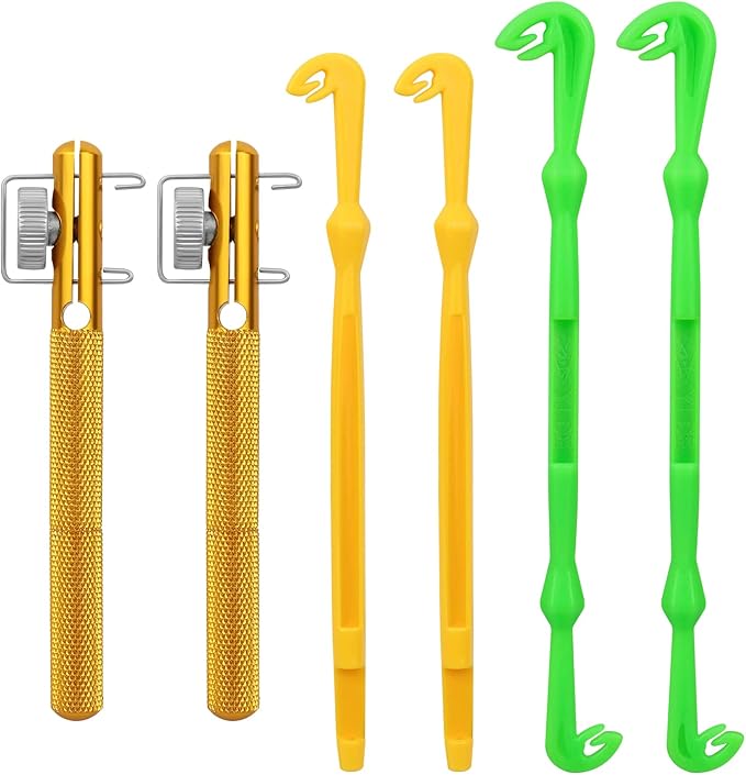 Realure 6 Pcs Fish Hook Line Quick Fishing Knot Tying Tool Kit with Disgorgers, Tie Fast Metal Fishing Line Tieing Tool, Portable Tying Knotting Tool for Fly Fishing Sea Fishing Casting Fishing