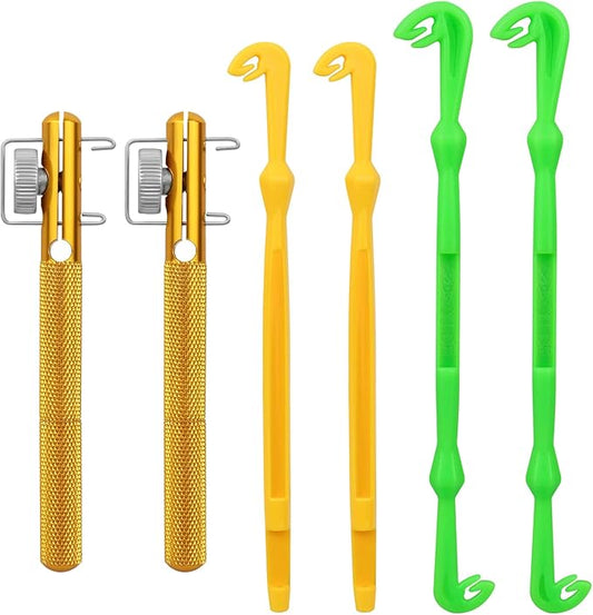 Realure 6 Pcs Fish Hook Line Quick Fishing Knot Tying Tool Kit with Disgorgers, Tie Fast Metal Fishing Line Tieing Tool, Portable Tying Knotting Tool for Fly Fishing Sea Fishing Casting Fishing