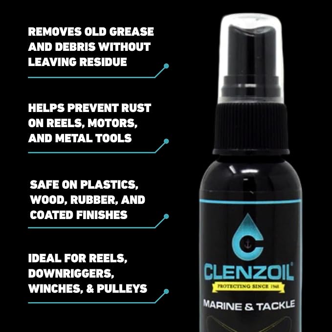 CLENZOIL Marine & Tackle - Fishing Gear Oil Lubricant - for Fish Care Reels, Boat Motors, Downriggers & More - Easily Oils Applicator