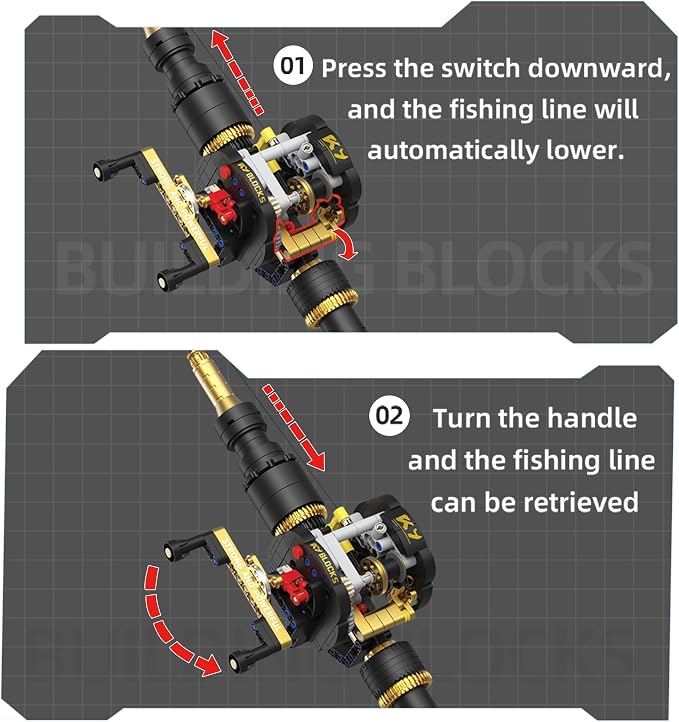 Fishing Rod Building Block Set [589+] Pieces - Compatible with LEGO STEM Building Toys; Gift for Children, Adults, and Home Decor