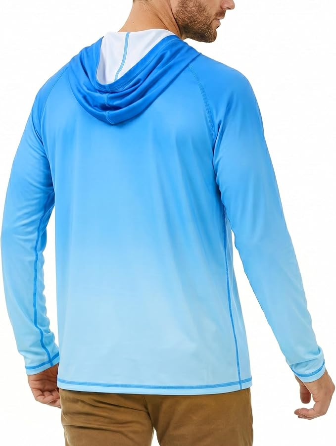Roadbox UPF 50+ Fishing Shirts for Men, Long Sleeve UV Sun Protection Hoodie, Outdoor Hiking Running Swimming Rash Guard