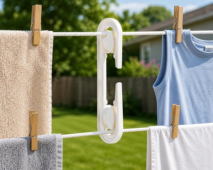 Dependable Industries 2 Pack High Grade Plastic Clothesline Spreader Weatherproof Rustproof Keeps Rope Taut and Untangled White