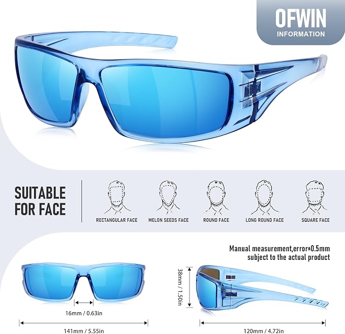 Polarized Sports Sunglasses for Men Women Unbreakable Frame Cycling Fishing Wrap Around Sunglasses UV400 Protection