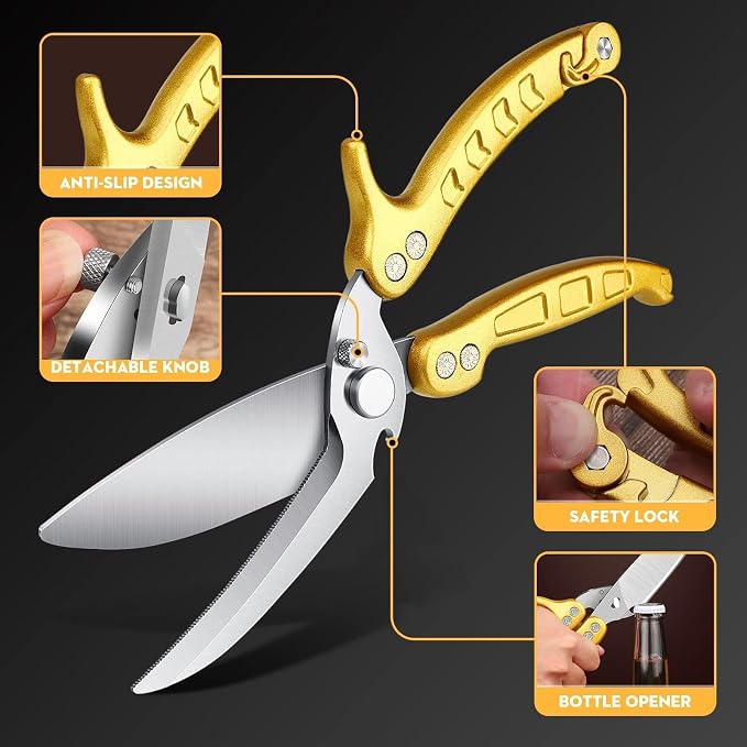 Dream Reach Poultry Shears, Germany Heavy Duty Kitchen Scissors With Knife Bottle Opener Gift Box, Multipurpose Kitchen Shears For Cooking Chicken Meat Turkey Thanksgiving Gifts for Men Women
