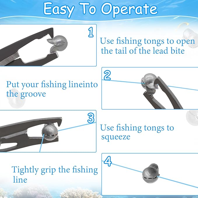 Fishing Weights Sinkers, 200/100pcs Lead Split Shot Fishing Sinkers Open Mouth Design Weights Clip Freshwater Saltwater Fishing Accessories
