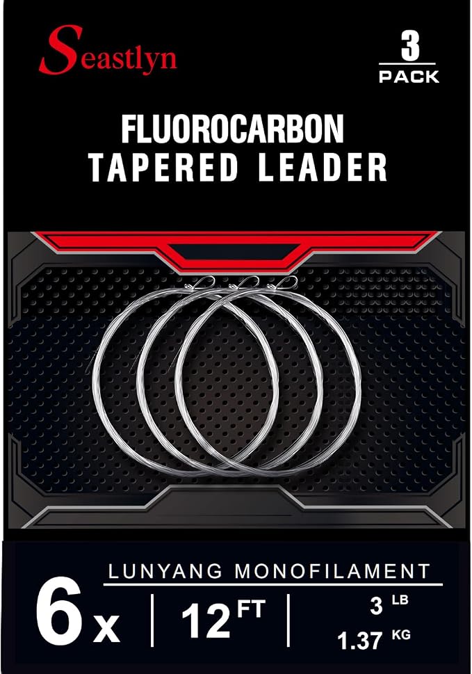3 Packs Pre-Tied Loop Fly Fishing Tapered Leader Fluorocarbon 7.5FT 9FT 12FT 0X 1X 2X 3X 4X 5X 6X 7X 8LB-26LB