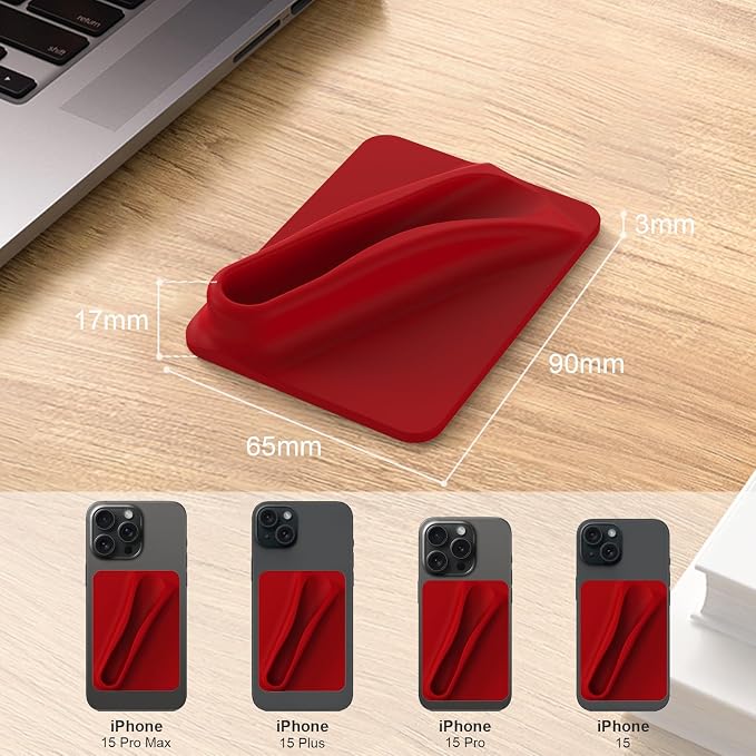 DOB SECHS Silicone Lip Holder for Cell Phone Lipstick Lip Glaze Phone Case Adhesive Back Stick On Holder for iPhone and Android Phones, Red