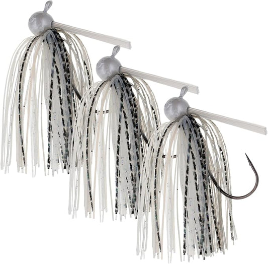 Reaction Tackle Football Jigs for Bass Fishing - Weedless Bait Design/Foot Ball Jig Head/Fishing Lures and Silicone Skirt - Also Pike, Walleye and Muskie and More (3-Pack)