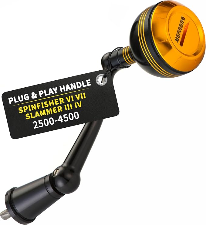 Foldable Power Handle for Penn Spinfisher VI VII Slammer III IV (Not for Spinfisher Long Cast/V/SS) (Black, Slammer/Spinfisher 2500-4500 Thread)