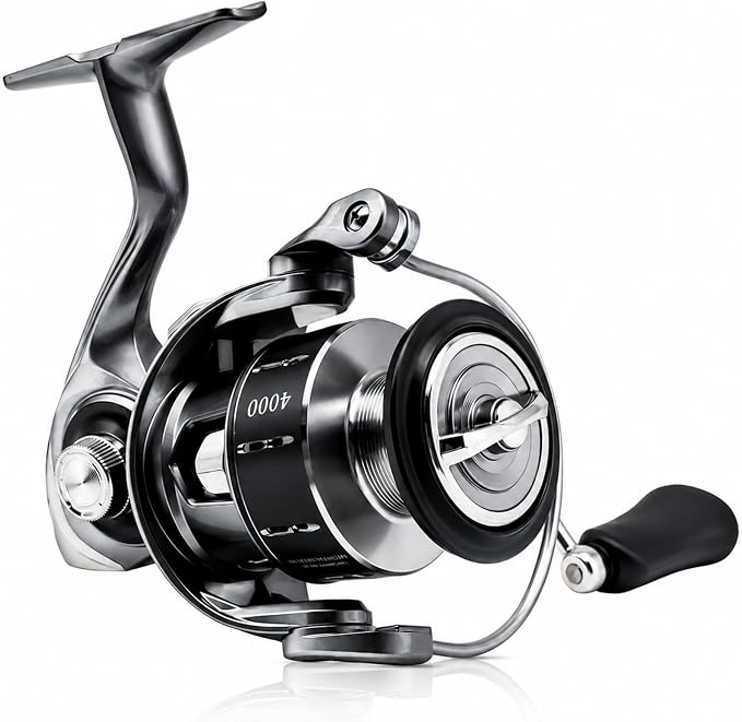 Spinning Fishing Reel, 5+1 Stainless Bearings Lightweight Fishing Reel with CNC Aluminum Spool, 17.6LB Max Drag, Screw-in Handle for Freshwater Saltwater Fishing