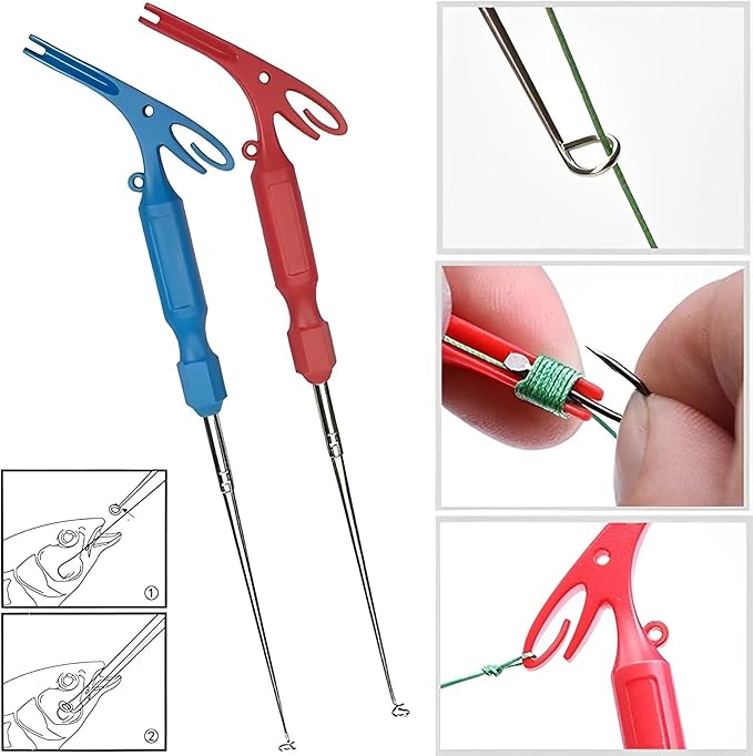 6 Pack Fish Hook Remover Tool 3in1 Fishing Hook Quick Removal Device Knot Tyer Fishing Knot Tying Tool Tying Fishing Line to Hooks Portable Fast Fishing Tie Hook