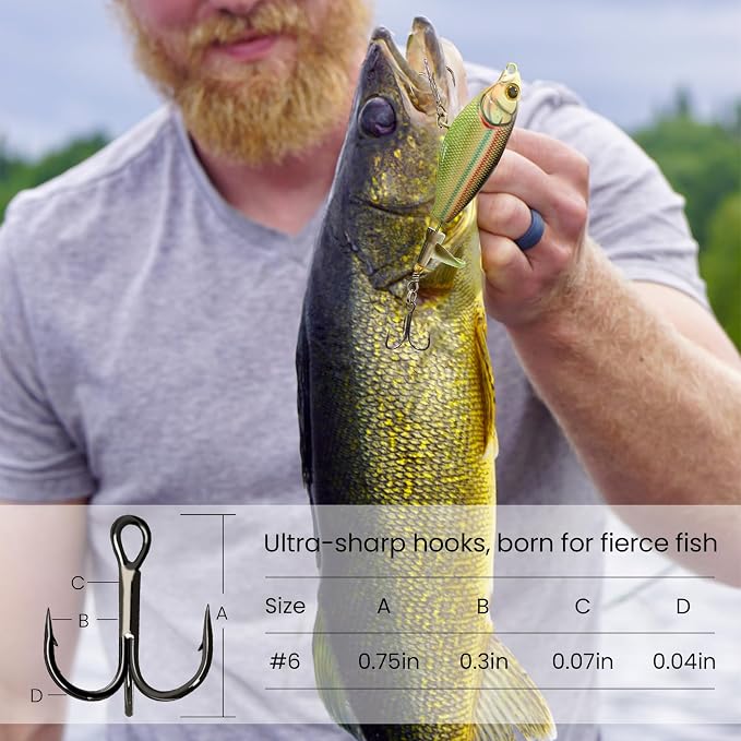Pristis 3 pcs Topwater Fishing Plopper Lures, Floating Popper Bait Set with Chemically Sharpened Hooks for Saltwater Freshwater, Top Water Plopping Swimbait Teaser for Bass Tuna Perch Pike Crappie