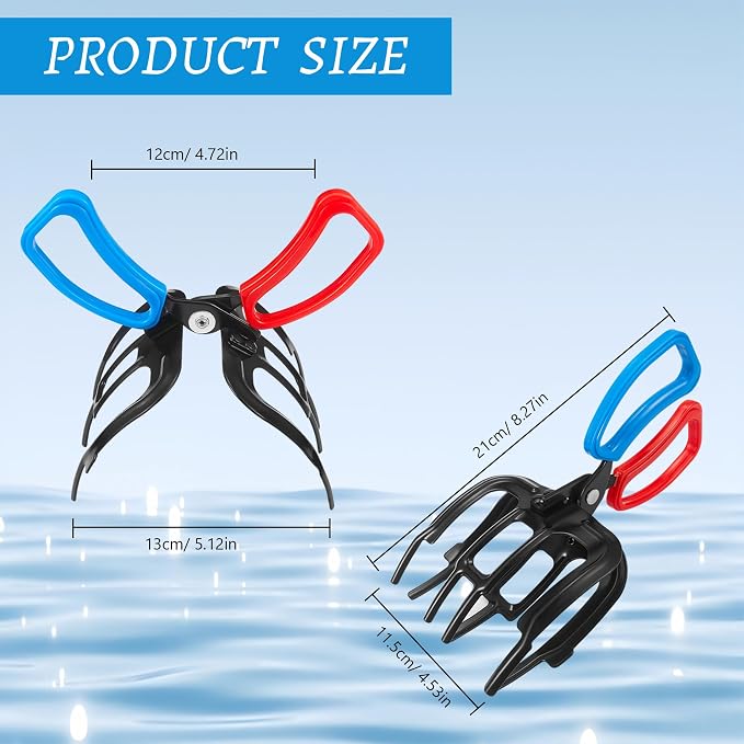 Lemon Sandy 2 PCS Fish Gripper, 3 Claw Fish Grippers for Fishing Pliers, Metal Control, Multi 3 Teeth Clamp Claw Grabber Tool for Most Freshwater Hook Remover, Tackle Holder