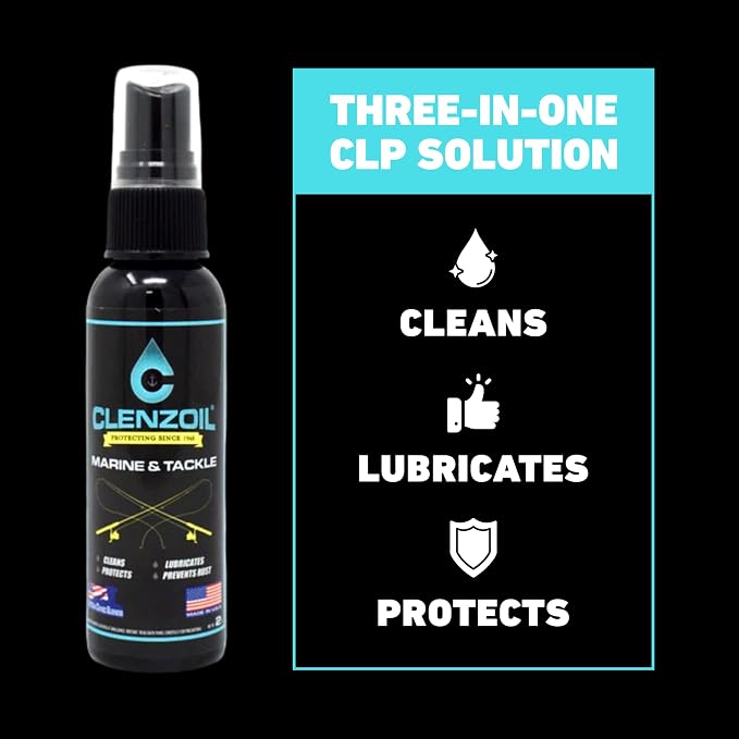 CLENZOIL Marine & Tackle - Fishing Gear Oil Lubricant - for Fish Care Reels, Boat Motors, Downriggers & More - Easily Oils Applicator