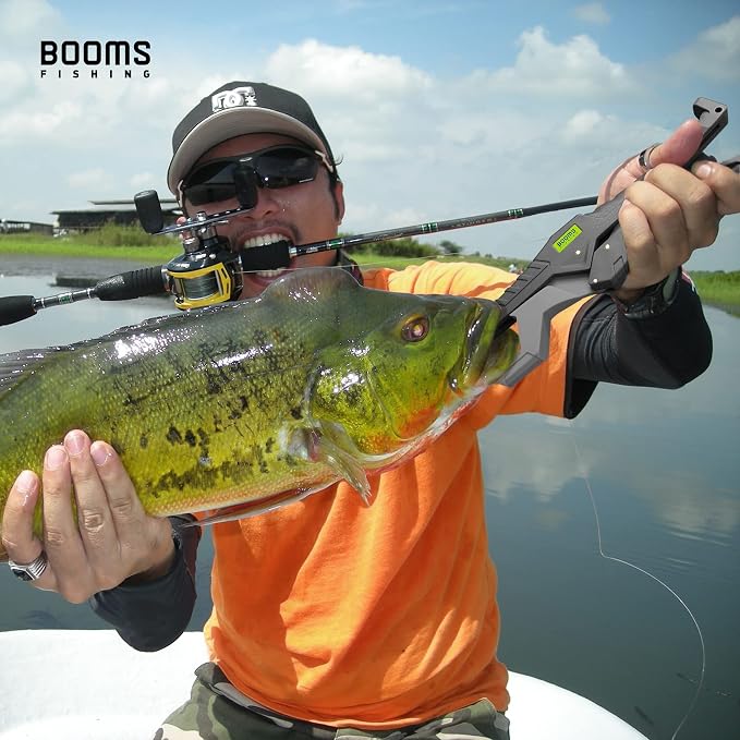 Booms Fishing G05 Lip Gripper Saltwater, 9.4" Plastic Catfish Grippers Pliers, Grabber Tool With Lanyard, Grips for Kayak Fishing Accessories, Great Holder for Caught Fish