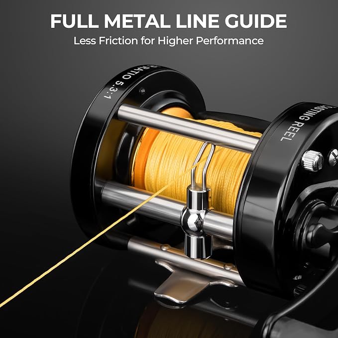 KastKing Rover Round Baitcasting Fishing Reel, Perfect Conventional Reel for Catfish, Salmon/Steelhead, Striper Bass and Inshore Saltwater Fishing Reel, Reinforced Metal Body