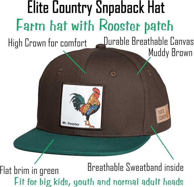 EDTREK Elite Youth Country Hat for Big Kids - Boys Snapback Hat with Flat Brim
