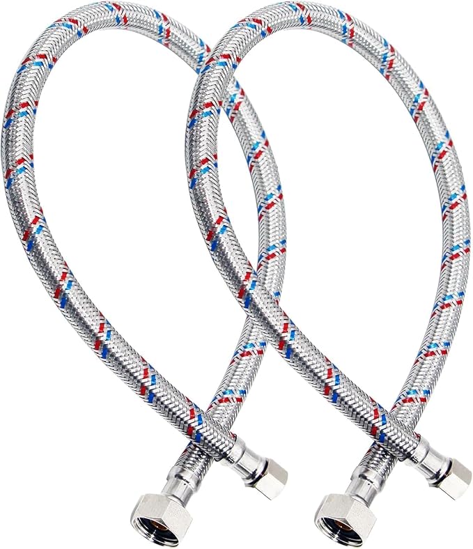 12" Faucet Hose Connector, 3/8" Comp x 1/2" FIP Braided Stainless Steel Faucet Water Supply Lines for Bathroom Kitchen Sink Faucet 2Pcs