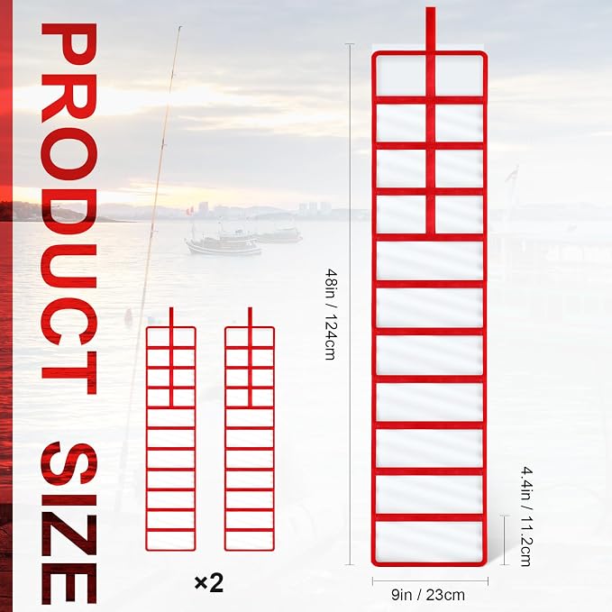 Soulchen 2 Pcs Roll up Fishing Lure Wraps Lure Covers Set 10 Pocket Fishing Hook Covers Clear PVC Bait Bag Tackle Storage Bags & Wraps Easily See Lures Storage Organizer Protector(Red)