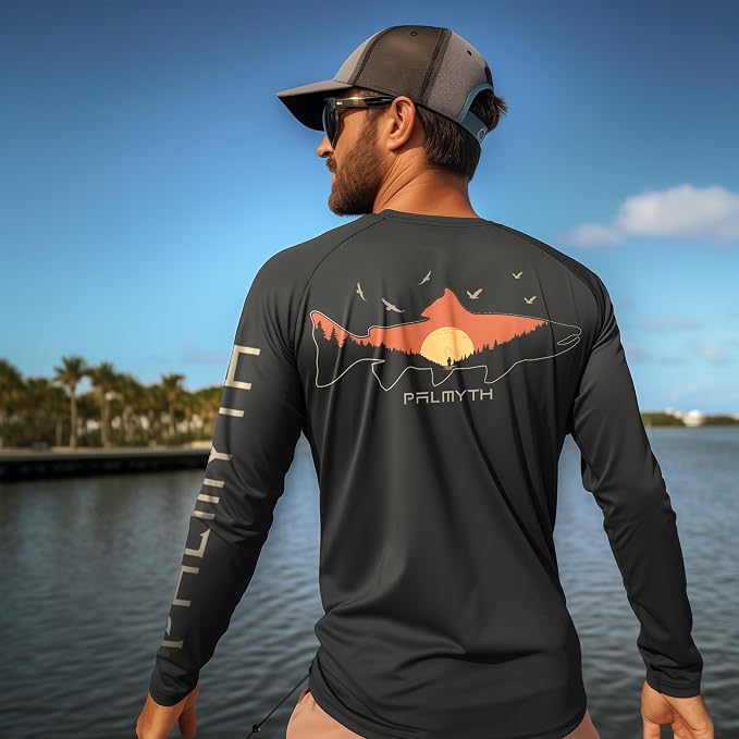 Palmyth Fishing Shirts for Men Long Sleeve UPF 50+ T Shirt Sun Protection Tee