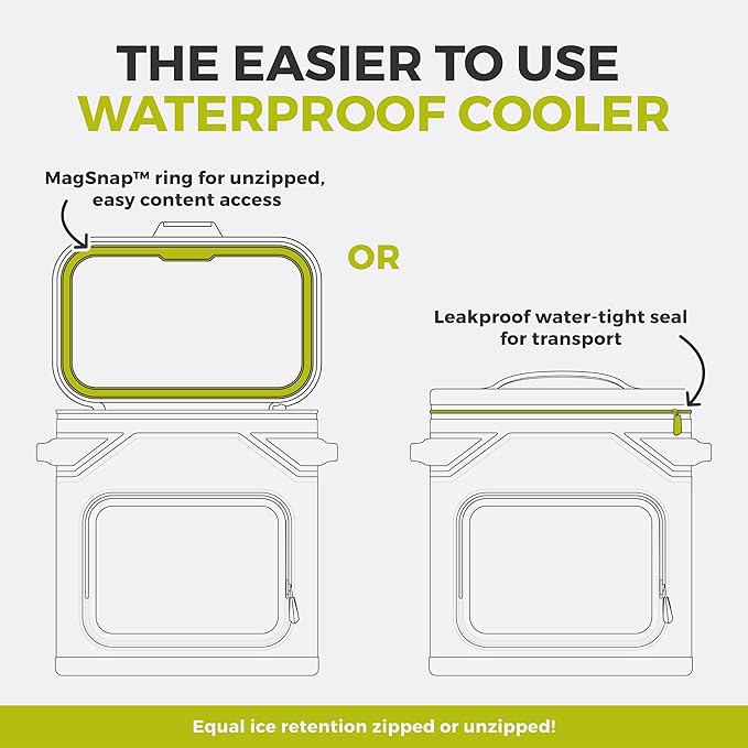 CORE Magnetic Leak Proof Soft Cooler with Waterproof Zipper | Insulated Bag Portable Ice Chest Box | Best Soft Cooler for Food & Beverages for Tailgating, Car Camping, Travel, and Family Beach Picnics