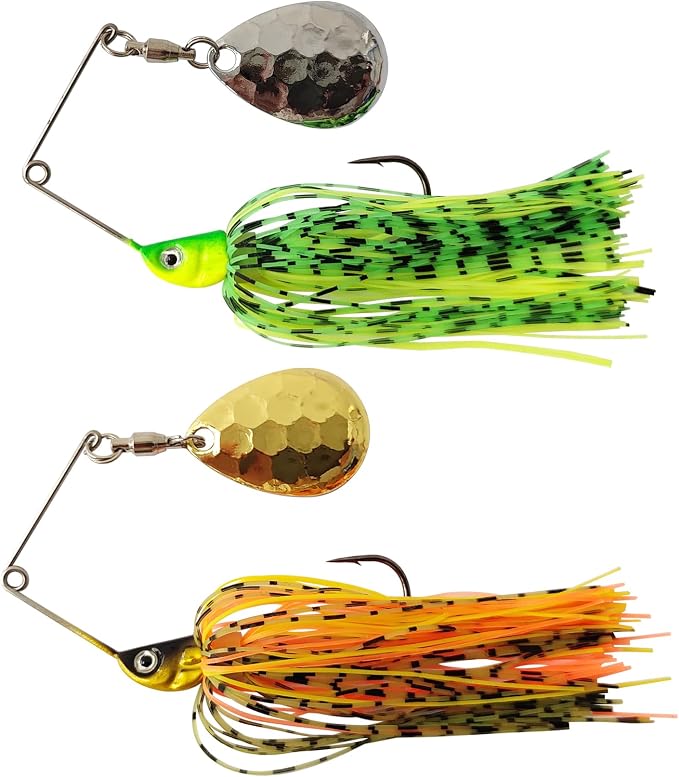 Eupheng Bass Spinnerbaits, 1/4 3/8 1/2 1/8 3/16 oz, Double Willow & Colorado Blades with Silicone Skirt Bass Spinner baits