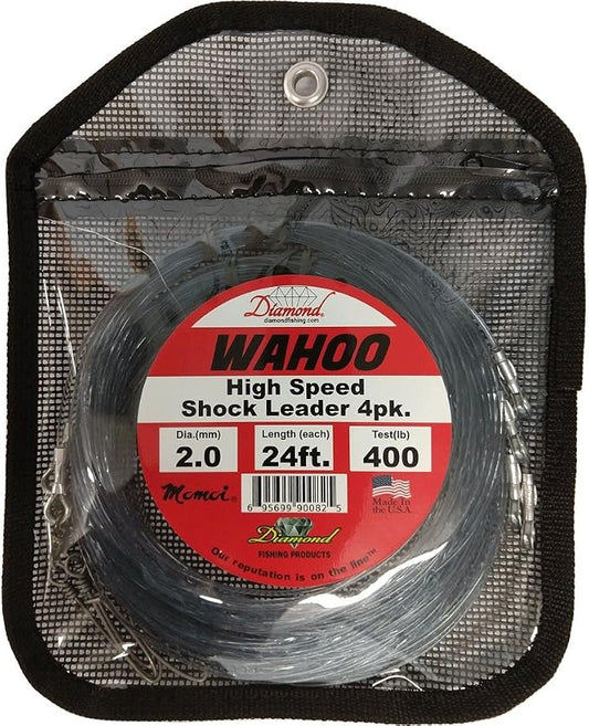 Diamond Wahoo Shock Leader 4PK - Smoke Blue