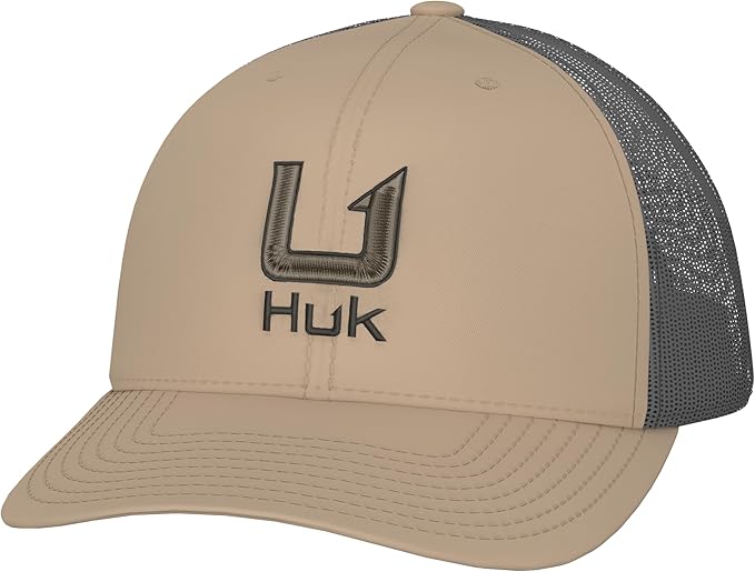 HUK Men's Mesh Trucker Snapback Hat | Anti-Glare Fishing Hat