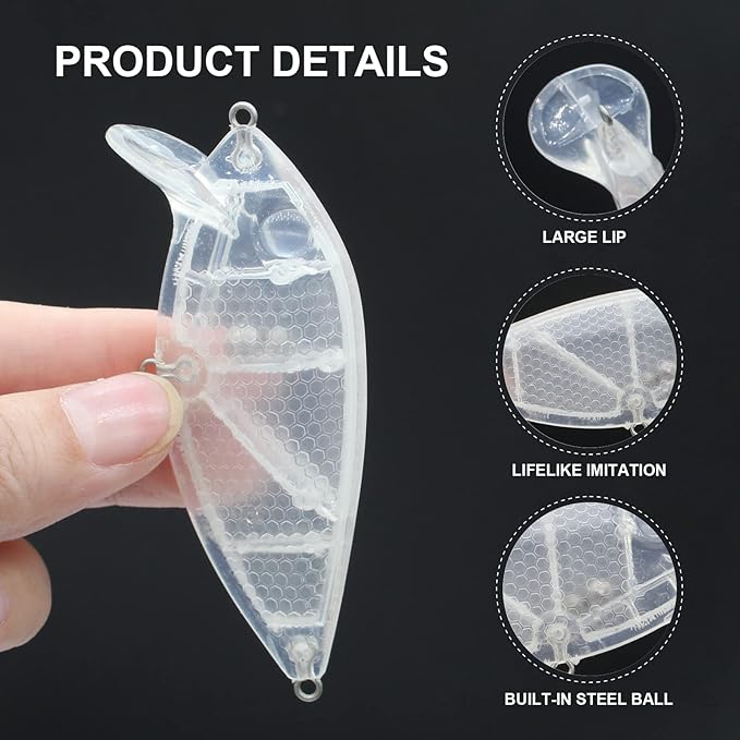 10pcs/20pcs Fishing Blanks Lures Kit Fishing Topwater Unpainted Swimbait Unpainted Crankbaits Hard Baits DIY Lure for Bass Salmon Trout Saltwater and Freshwater